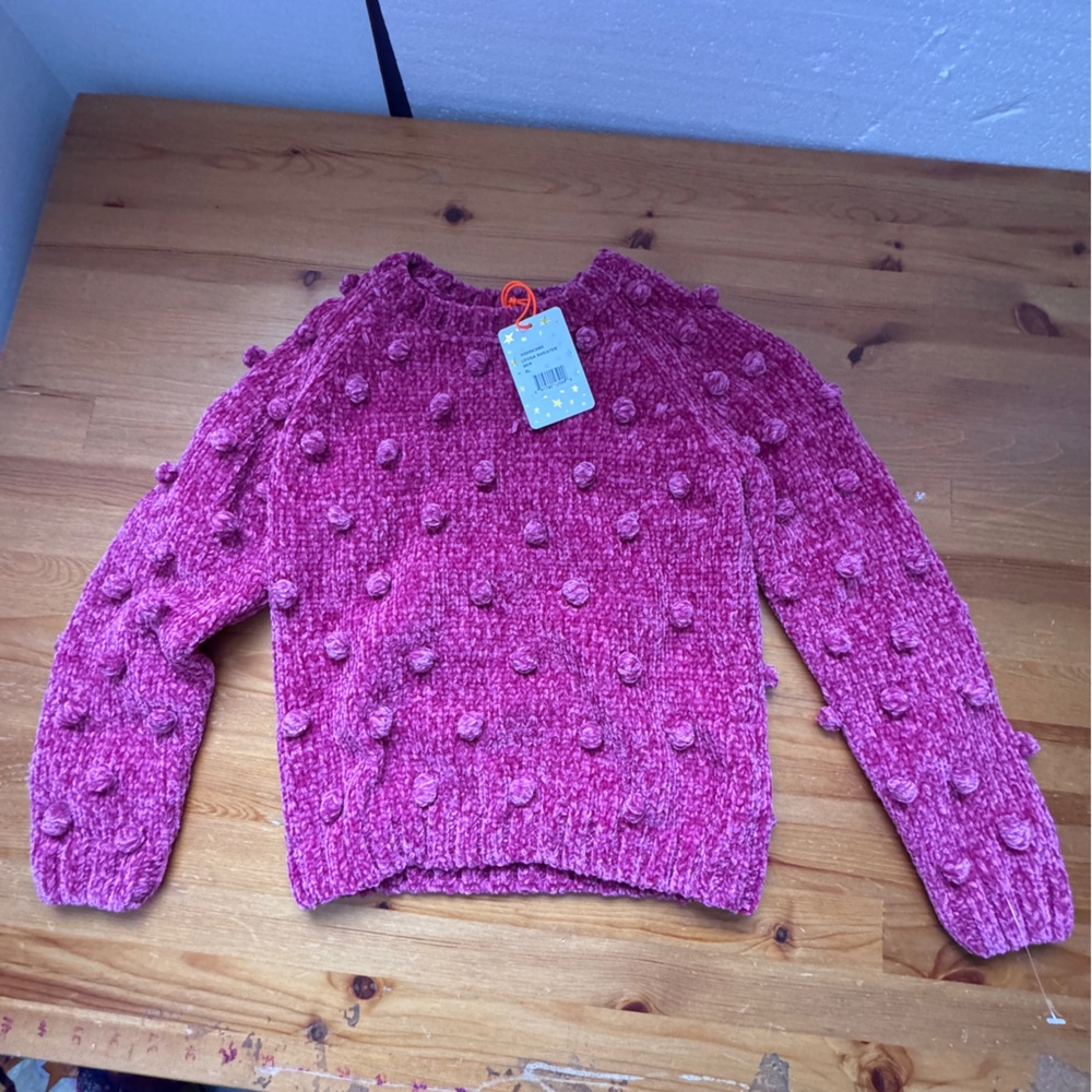 Egg collective hot pink long sleeve polyester sweater size XL(8/10) nwt